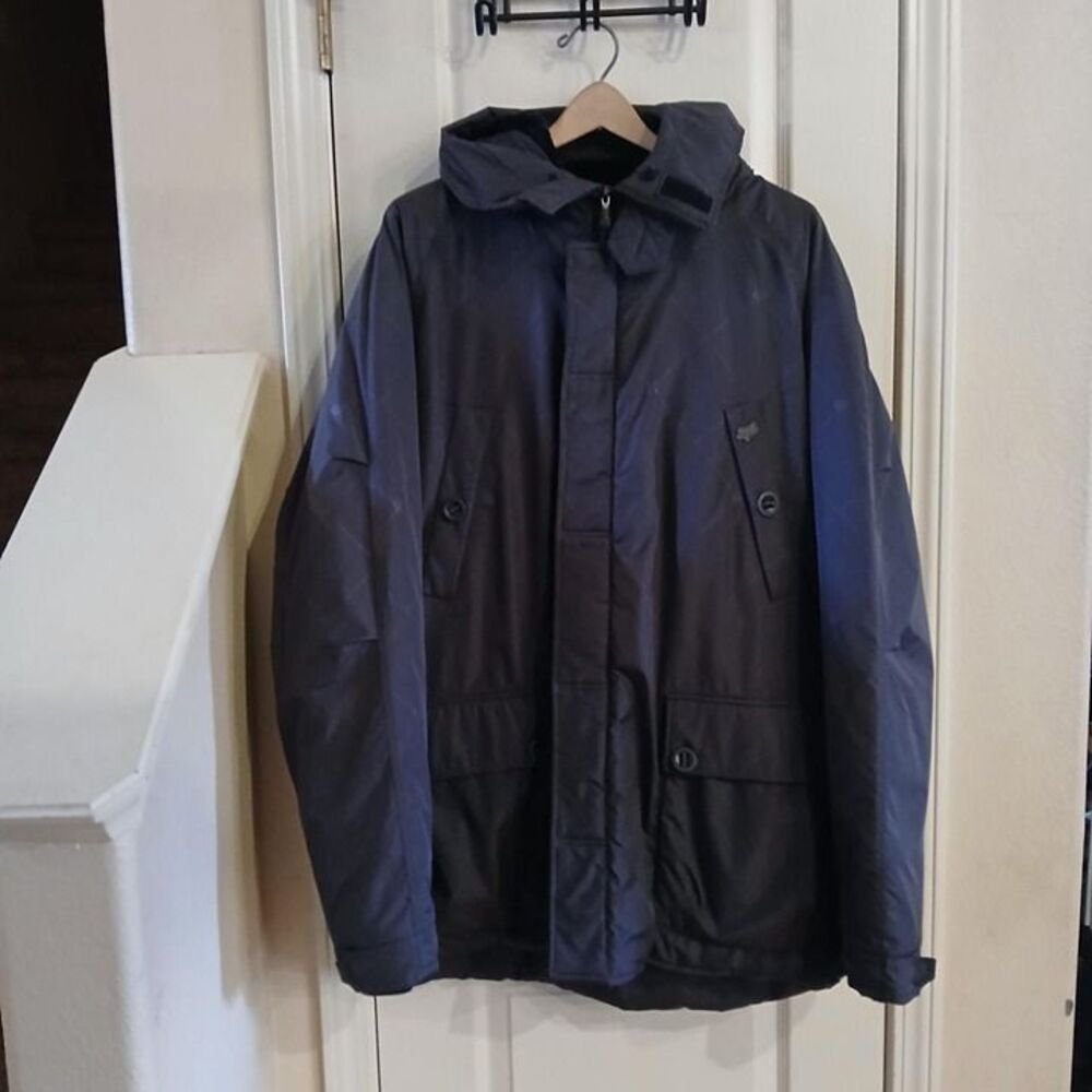 Y2K vintage black Fox Racing Deluxe hooded parka snowboarding ski jacket size XL